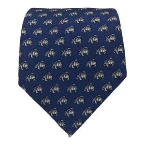 VINEYARD VINES Blue Dog Printed Silk Tie Hand Made In USA 58"/3".1/2 NWOT